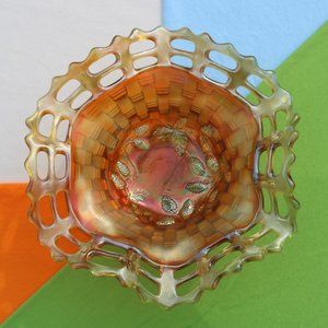 Fenton Blackberry Bowl, glows beautifully!